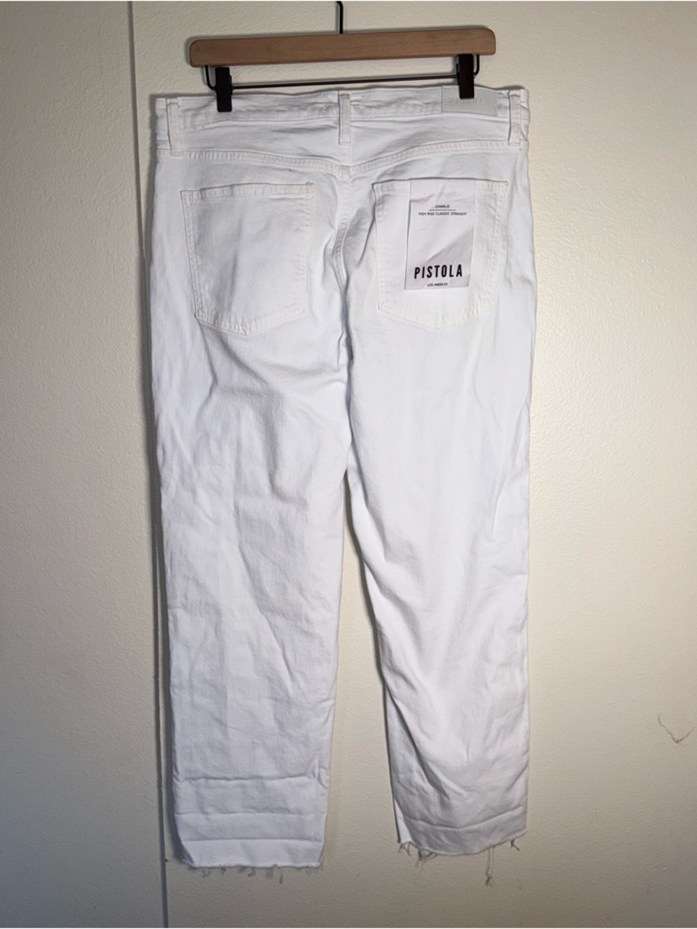 NWT PISTOLA Charlie High Rise Classic Straight raw hem distressed denim jeans 32 - Picture 8 of 8